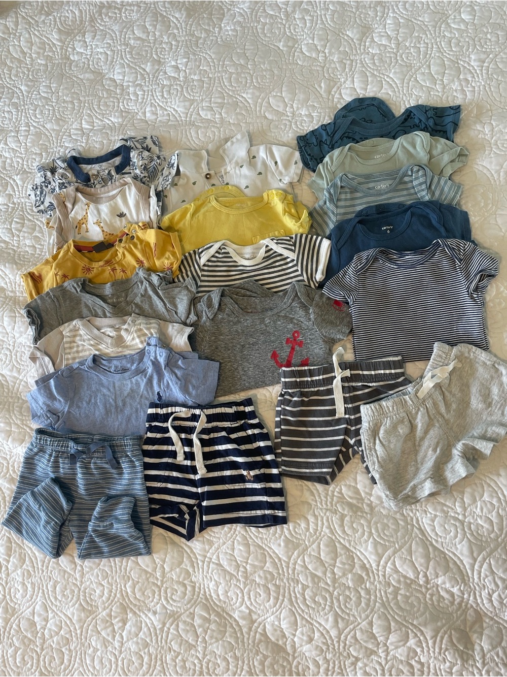 Boys Multi-Color Striped & Solid Bodysuits, T-Shirts, and Shorts